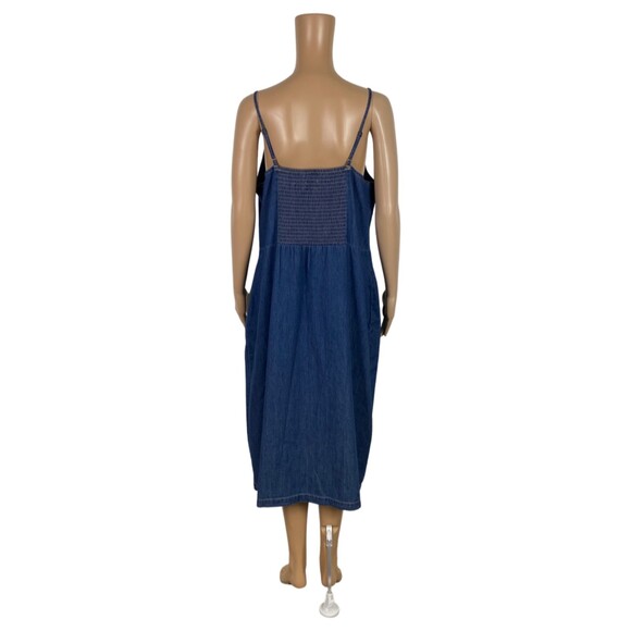 Universal Thread Woman's 100% Cotton Denim Blue Sleeveles Midi Dress Size XXL - Picture 3 of 8